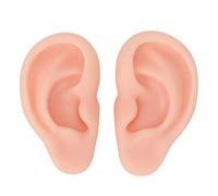 1 Pair Silicone Ear Model, Reused Soft Ear Mold Fake Ear Soft Flexible Ear Models for Earrings Display and Ear Piercing Practice (Light Beige)