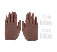 1 Pair Silicone Hand Model with False Nail Tips, Left and Right Practice Hands for Nail Art and Training, Reusable Manicure Practice Kit with 15mm Deep Nail Slots