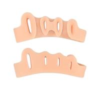 1 Pair Silicone Toe Separator 5 Hole Hallux Valgus Orthopedic Spacers Bunion Care Overlapping Hammer Foot Corrector(Beige)