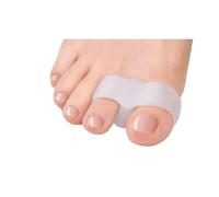 1 Pair Silicone Two Hole Toe Separator Gel Foot Finger Protector Bunion Orthopedic Hallux Valgus Guard Straightener Pedicure(Blanc)