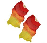 1 Pair Silk Fans for Belly Dance and Folk Performances, Long and Soft Dancing Fans Made with Real Silk for Stage Use (Red Orange Yellow)