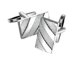 1 Pair Silver Cufflinks for Men - Elegant Rectangle Dress Cuff Links - Perfect for Weddings, Business & Formal Occasions (Classic Silver Tone, Premium Mens Accessory)