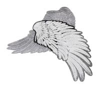 1 Pair Silver Sequin Angel Wings Patches, Iron-on or Sew-on Embroidered Applique for DIY Clothing Decoration, Jackets, Jeans, Dresses, Bags, Hats