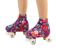 1 Pair Skate Boot Covers,Figure Skating or Sport Skating Skate Cover,Protective and Stylish Spandex Protection for Roller or Ice Skate Boots,Skating Cover For Kids Youth Adults(Flower Color, L)