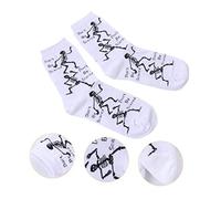 1 Pair Skull Cotton Socks Halloween Skull Socks Funny Sock Dancing Skull Socks Halloween Socking Crazy Sock Breathable Socks Party Costume Skeleton White Middle Tube