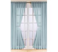 1 Pair Slot Top Rod Pocket Plain Voile Curtain Panel in DUCK EGG (54" Drop)