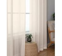 1 Pair Slot Top Rod Pocket Plain Voile Curtain Panel in IVORY/CREAM (42" Drop)