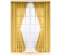 1 Pair Slot Top Rod Pocket Plain Voile Curtain Panel in MUSTARD/OCHRE (48" Drop)