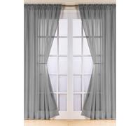 1 Pair Slot Top Rod Pocket Plain Voile Curtain Panel in PEWTER/GREY (81" Drop)