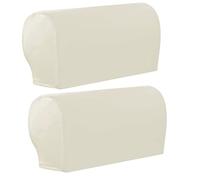 1 Pair Sofa Arm Cover, PU Leather Stretch Armrest Cover Anti-Slip Furniture Protector for Armchairs Sofa Couches Recliner-White
