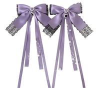 1 Pair Soft Ribbon Bow Hair Clip Solid Color Stylish French Bullet Fashion Hair Accessories for Women and Girls
