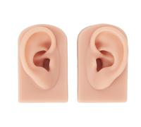1 Pair Soft Silicone Ear Model, Reusable Simulated Left and Right Fake Ear Silicone Body Parts Ear Acupuncture Piercing Practice Jewelry Display for Jewelry Display Medical Puncture(Middle Skin)