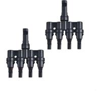 1 Pair Solar Panels Cable 4 to 1 T Branch Connector with Fuse Holder, PV Splitter Coupler for Solar Panel Systems, IP67 Rated Weather-Resistant DC Connector,