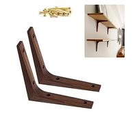 1 Pair Solid Wood Wall Mount Shelf Brackets Small - Decorative Floating Rustic Support Shelves For DIY Open Shelving Hardware Included, L Shape For Kitchen Closet, Hanging Bathroom Shelves