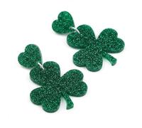1 Pair St Patricks Day Earrings for Women, Triple Shamrock Dangle Earrings Green Clover Drop Earrings, Lightweight Acrylic Irish Jewelry Accessories for Saint Paddy's Day Festival Gift Party (Type B)