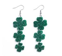1 Pair St Patricks Day Earrings for Women, Triple Shamrock Dangle Earrings Green Clover Drop Earrings, Lightweight Acrylic Irish Jewelry Accessories for Saint Paddy's Day Festival Gift Party (Type A)