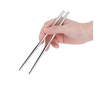 1 Pair Stainless Steel Chopsticks 17.5cm Reusable Food Chopsticks Kitchen Tableware, Dishwasher Safe Chopsticks for Cooking Eating (Silver)