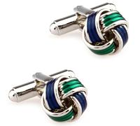 1 Pair Stainless Steel Cufflinks Men Fashion Cuff Links Knots Blue Green(A)