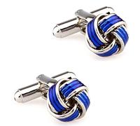 1 Pair Stainless Steel Cufflinks Men Fashion Cuff Links Knots Blue Green(C)