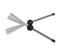 1 Pair Steel Wire Drum Brushes with Handle for Drum Cleaning | Purple, Rubber Grip, Retractable Design, Beginner Practice and Playing, Sturdy Pair