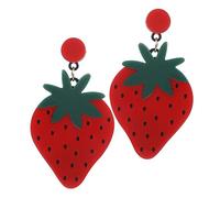1 Pair Strawberry Earrings Enamel Charm Earring Women Earrings Ladies Earrings Red Alloy