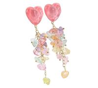 1 Pair Sweet Heart Stone Tassel Earrings for Women Unique Dangle Statement Earrings Charming Design for Any Occasion for Mother Girlfriend Friend Fashionable Jewelry for Parties