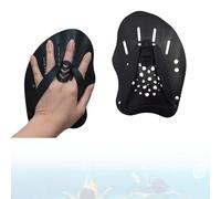 1 Pair Swimming Hand Paddles for Training, Adjustable Swim Paddles with Straps for Upper Body Resistance, Water Gloves, Unisex Swim Paddles for Hands, Ideal for Swimming Practice (Black, Large)