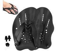 1 Pair Swimming Hand Paddles, Swim Paddles with Adjustable Straps,Black Hand Paddles for Swimming Training,Adult and Junior Swimming Hand Paddles for Adults Kids Unisex