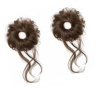 1 Pair Synthetic Hair Extension Bun For Kids Messy Styles Elastic Hairpiece Great For Quick Hairstyle Changes Children Wigs Ponytail Holder