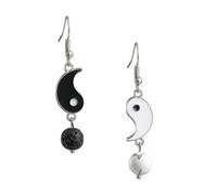 1 Pair Tai Chi Eight Diagrams Hoops Chain Sleeper Lanyard Pink Tassel Women Charm Bow Teardrop Statement Dangling Threader Jewelry Bangles Holder Black Earrings Alloy