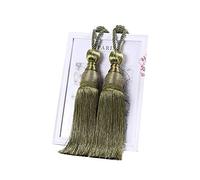 1 Pair Tassel Curtains Tieback Rope Vintage Curtain Holdbacks Window Treatments Holder Hanging Pendant Accessories for Drapes Decoration (Color : Olive Green)