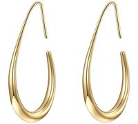 1 Pair Teardrop Hoop Earrings for Women, 925 Silver Posts with Gold Plating, Open Hook Minimalist Design, Streamlined Jewelry for Sensitive Ears, 11.8 x 18.5 in Polished Accessories