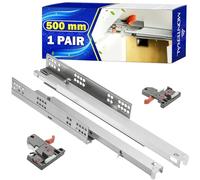 1 Pair Telescopic Drawer Runners 500 mm - Full Extension Telescopic Draw Runners Replacement - with Soft-Close Function - Warranty 10 Years - MONTERAL