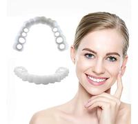 1 Pair Temporary Cosmetic Teeth Denture Teeth Cosmetic Simulated Braces Upper Braces + Lower Braces, Whitening Teeth Snap Cap On Instant Comfortable Flex Perfect Veneers