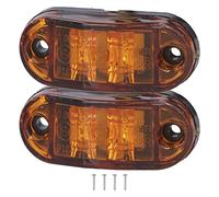 1 Pair Trucks Indicator Lights 10-30V 2 Led Rectangle Side Lights with 25cm Wire Rear Tail Brake Pigtail Reverse Lamp for Trailer Truck RV Bus Caravan Boat(Yellow)