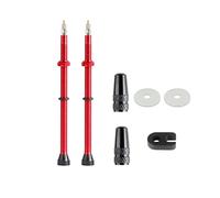 1 Pair Tubeless Value Stems Premium No Leak Tubeless Presta Valve Stems Kits with Integrated Value Core, Protective Rings and Valve Stem Caps Fit Most Bicycle Tubeless Rims (Red,100MM)