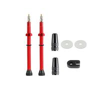 1 Pair Tubeless Value Stems Premium No Leak Tubeless Presta Valve Stems Kits with Integrated Value Core, Protective Rings and Valve Stem Caps Fit Most Bicycle Tubeless Rims (Red,80MM)