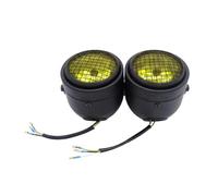 1 Pair Universal Black Grille Motorcycle Headlight 8.5 In Metal Front Twin Round Head Light Moto Bike Double Lamp Headlight Grill Cover