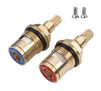1 Pair Universal Replacement Tap Valves Brass Ceramic Disc Cartridge Faucet Repair Parts for Bathroom Kitchen Tap Mixer Tap Cartridge Quick Opening Copper Valve core Faucet (5.1cm)