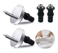 1 Pair Universal Toilet Seat Hinge Fixings with Spare Expanding Rubber Screws - Easy Install, Stainless Steel & Plastic
