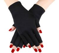 1 Pair UV Gloves For Nails Art Lamp Light Protection, Flash Gel Polish Manicure Care, Fingerless Moisturizing Hand Protector Tools Anti-Sun Women (Black)