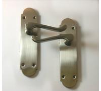 1 Pair VICTORIAN SCROLL LEVER LATCH DOOR HANDLES BACKPLATE in SATIN NICKLE