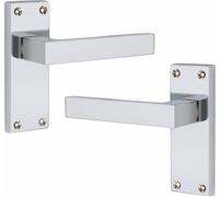 1 Pair Victorian Straight Delta Handle Latch Internal Door Handles, Silver Polished Chrome, 120mm X 40mm Backplate - Golden Grace