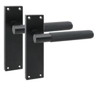 1 Pair Victorian T-Bar Knurled Design Internal Door Handle Matt Black Finish 150 X 40mm - Golden Grace