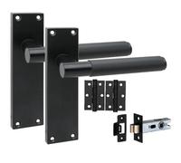 1 Pair Victorian T-Bar Linear Internal Door Handle Sets Matt Black 150 X 40mm With 2.5" Latch & Hinges Golden Grace