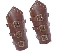 1 Pair Vintage Medieval Wrist Bracer Ride Protective Arm Guard Hiphop Styles Wristband Renaissance Costume Accessory PU Leather Wristband