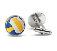 1 Pair Wedding Cufflinks for Mens Golf Ball Round Glass Cuff Links Men Cuff Links Gift-volleyball