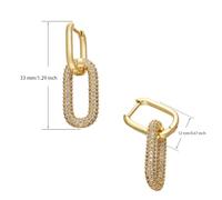 1 Pair Woman Earrings Rhinestone Rectangle Earring Fashionable Copper Jewelry Decorations Dating Party Jewelries Style 6
