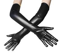 1 Pair Women Long Glove,Patent Leather Gloves,Glossy Finger Gloves for Cosplay Opera Dance Evening Party Costume