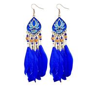 1 Pair Women Vintage Long Drop Design Faux Feather Alloy Fashion Earrings for Daily Use Chains, one size, Zinc alloy, No Gemstone